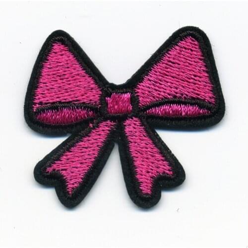 10Pcs 4.2*3.8 DIY Embroidered Patches Pink Bow Tie Bowknot Embroidery Patches Iron On Sew Fabric Sticker For Clothes Parche Ropa