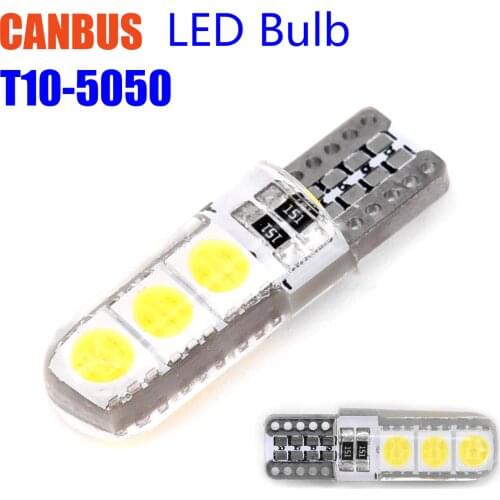 10pcs T10 194 W5W T10-5050-6SMD Silicone Shell Canbus Car LED Side Wedge Lights Car Side Wedge Lights