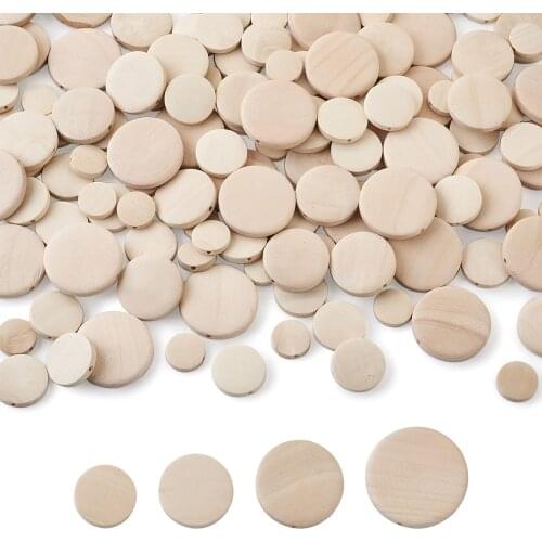 160pcs Flat Round Wooden Bead Natural Wood Charms Unfinished Loose Spacer For DIY Crafts Earring Pendant Bracelet Jewelry Making