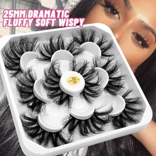 GROINNEYA 5 Pairs Mink Lashes Faux Eyelashes Mink False Eyelashes Dramatic Volume Lashes Eyelash Extension for Makeup