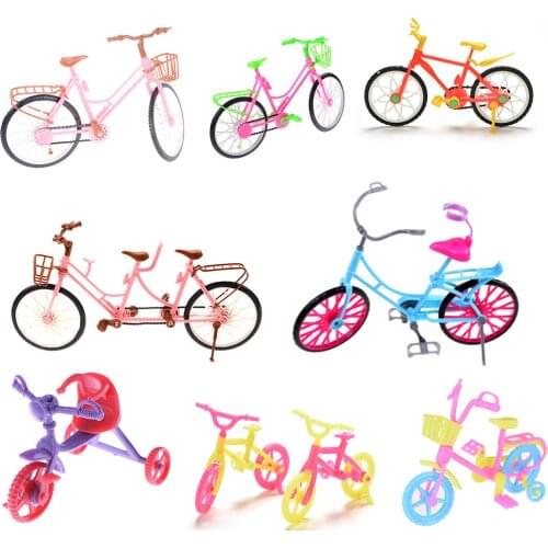 Many Styles Plastic Bicycle Bike Doll Accessories Outdoor Sports Toy For Doll Dollhouse Kids Pretend Play Gift Set