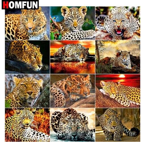 HOMFUN Full Square/Round Drill 5D DIY Diamond Painting "Animal leopard landscape" Embroidery Cross Stitch 5D Home Decor Gift