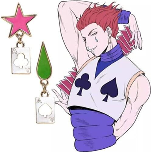Anime HUNTER X HUNTER Hisoka Earrings Star Teardrop Poker Heart Pendant Earrings For Women Men Cosplay Jewelry Accessories