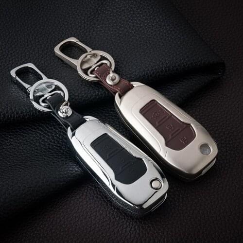 Car Key Cover Case Zinc Alloy+leather For Ford Focus 2 3 Fiesta Ranger Mk2 Kuga Fusion Mondeo Mk4 Mk3 Explorer