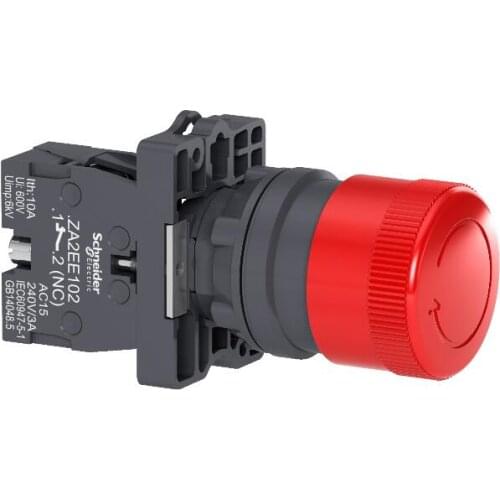 XA2ES442 Black Ø30 Emergency swtiching off push-button Ø22 non trigger - turn release 1NC