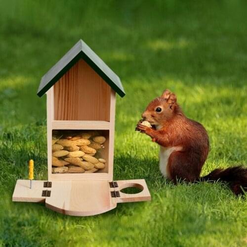 Wooden Squirrel Feeders for Outside Squirrel Feeding House Durable with Solid Structure Cute Wood Feeding Station