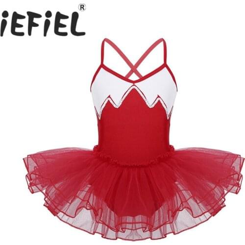 Kids Girls Children Shiny Sequins Ballet Dance Gymnastics Leotard Tutu Dress for Ballet Class Dancewear Stage Performance Dress