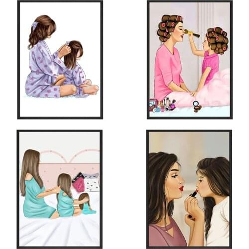Mother Daughter Make Up Diamond Painting 5D DIY Full Square Drill Family Love Diamond Embroidery Cross Stitch Room Decor Art