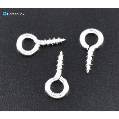 Doreen Box Lovely 1000 SP Screw Eye Bail Top Drilled Findings 8x4mm (B08423)