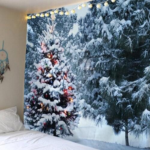 Tapestry Christmas Wall Hanging Christmas Snow Home Deco Christmas Tree Print Tapestries Large Size Free Shipping Tapestries