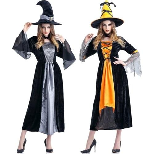 Halloween Costumes Witch Costume Women Adult Adulto Fantasia Dress Hat Deluxe Cosplay Clothing for Woman Magic Moment