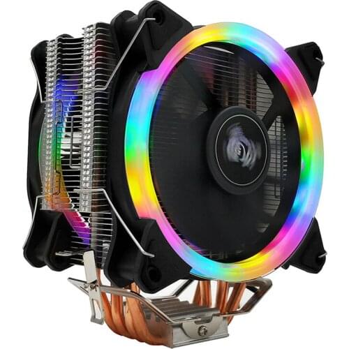 CPU Radiator 12cm Silent 4 Heat Pipe CPU Fan Desktop Color Luminous Computer CPU Cooling Fan