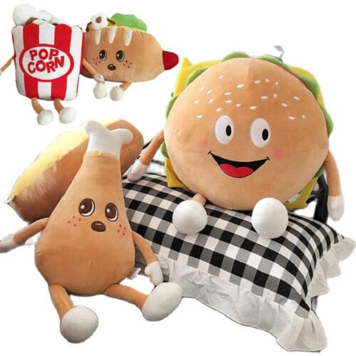 Fast Food Stuffed Toy Plush hamburger Toast Doll Fried chicken legs Stuffed Pillow Hot Dog Man Cushion Toy for Fast food Store