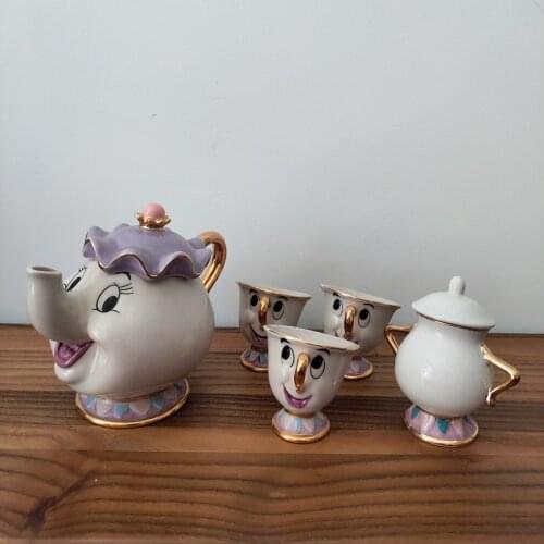 Cartoon Beauty And The Beast Teapot Mug Mrs Potts Chip Tea Pot Cup One Set Cogsworth Clock Lovely Christmas Gift Fast Post