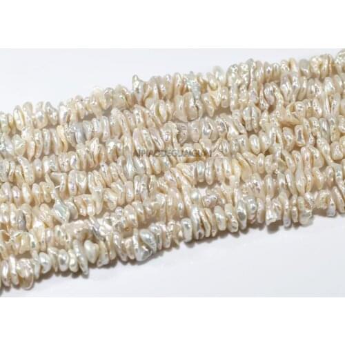 APDGG Natural 9-11mm keshi center drilled white pearl strands loose beads women lady jewelry DIY