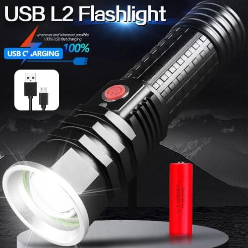 2020 New Led Flashlight 4 modes USB Charging led torch Zoomable Linterna Waterproof Bicycle Light Use 18650 26650 Battery