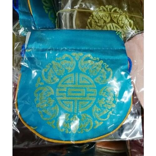 One bag Oval Embroidery Brocade Silk Coin Bags,Purse, Necklace Jewelry Bags wallet Random Color 5