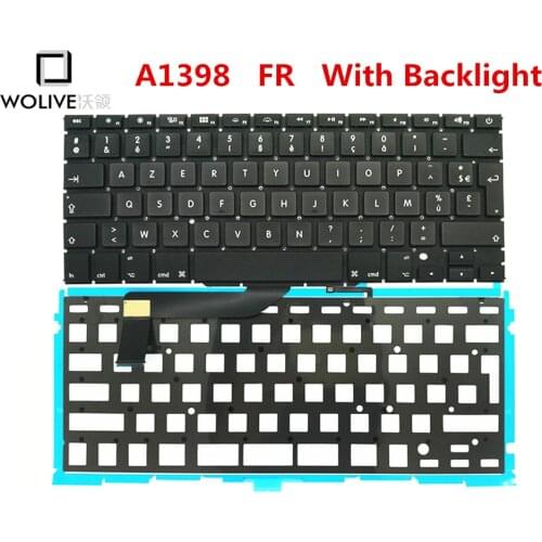 Genuine New A1398 FR Keyboard For Macbook Pro Retina 15" 2012-2015 Year With Backlight Language version FR Replacement