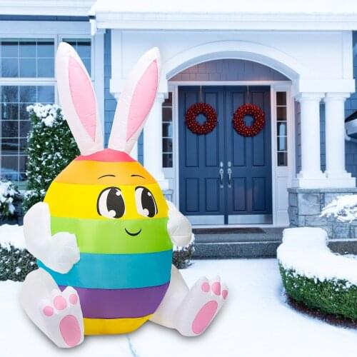 1.5M Easter Decoration For Home Inflatable Luminous Bunny Doll Color Egg Easter Rabbit Outdoor Garden Inflatable Easter Ornament