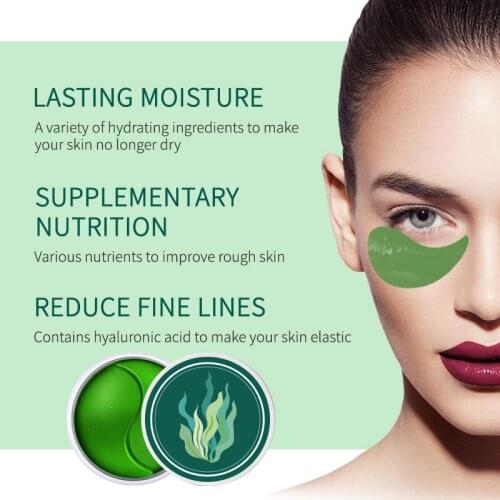 Seaweed Under Eye Patches Chlorella Extract Gel Pads Undereye Dark Circles Puffy Eyes Wrinkles Crow’s Feet Eye Bags Treatment