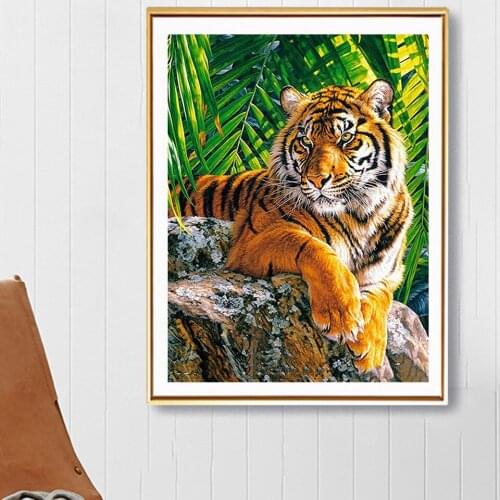Full Square Round Diamond Embroidery Animal 5D DIY Diamond Painting Tiger Cross Stitch Mosaic Picture of Rhinestones Decor