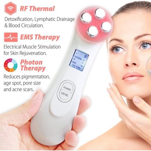 RF Radio Frequency Facial Massager Mesotherapy Photon LED Light Therapy Photon EMS Face Lift Skin Tightening Device Spa Beauty
