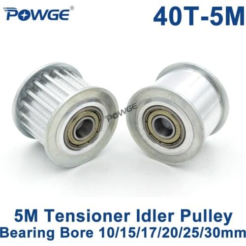 POWGE 40 Teeth 5M Idler Pulley Tensioner Wheel Bore 10/15/17/20/25/30mm with Bearing Guide HTD5M synchronous pulley 40teeth 40T