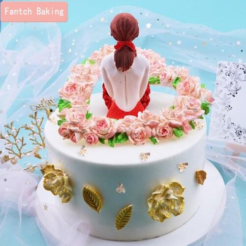 Flower Bloom Rose Love shape Silicone Fondant Cake Mold Jelly Candy Chocolate Decoration Baking Tool Moulds Valentine Gift Maker