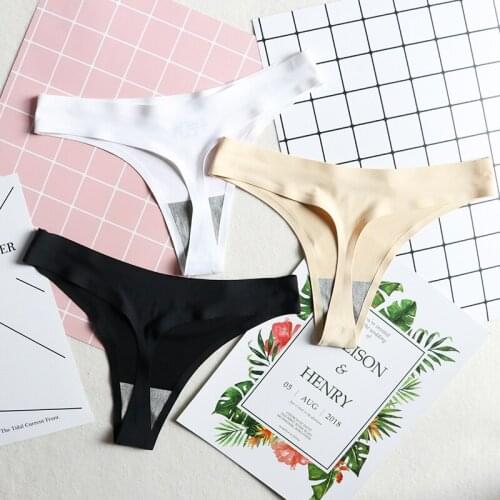 Thong Womens Panties Seamless Silk Underwear T-back Sexy Lingerie Ladies Low-Rise G String Comfortable Underpants