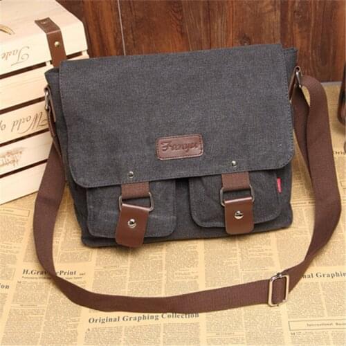 NANCY TINO Mens Satchels Canvas Vintage 14in Commuter Crossbody Shoulder Messenger Bag for Retro Casual Office Business Travel