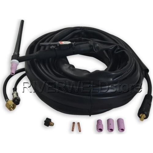 WP-9F-25-2 CK25 TIG Welding Torch Air Cooled 25 Feet 7.6 Meters 2 Pins With Flexible Torch Head Body