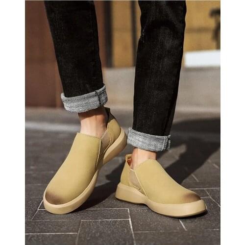 Spring Autumn Mens Leather Large Size Thick Sole Set Foot Casual Leather Shoes Anti-Skid Outdoor Work Clothes Shoes Lefu Shoes