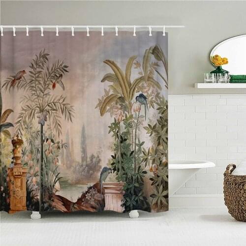 Magical Natural Beauty Shower Curtains Lovely Birds And Flowers Waterproof Polyester Fabric Bathroom Curtains For Home Decor