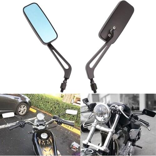 Bike Scooter Moped Rear View Mirrors Universal Side Mirror Adjustment 8MM 10MM Mini Rectangle For Chopper Touring Street Road