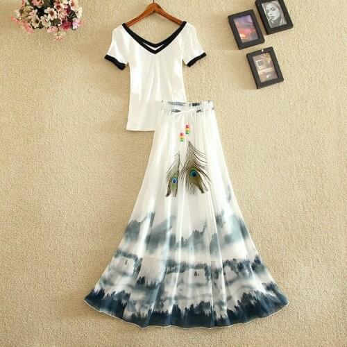 Chiffon Women Skirts Sets Summer New Design 2021 Feather Elegant Lady Clothing Suits