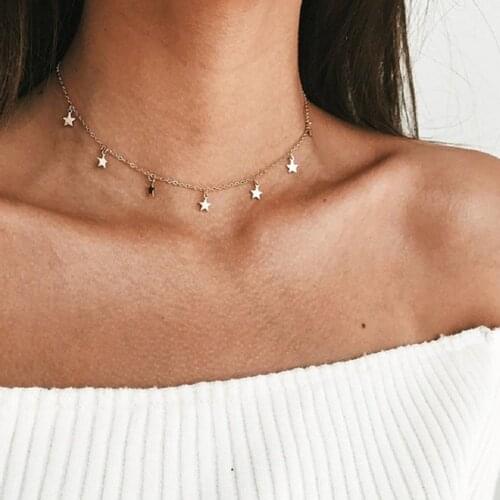 Women Love Stars Irregular Pendant Chain Statement Necklace Women Choker Necklaces Pendants Femme Chain jewelry gifts