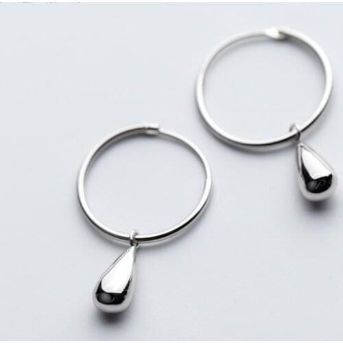 1pair Authentic 100% REAL. 925 Sterling SIlver Fine Jewelry circle Oval waterdrop tears hoop huggie Earrings GTLE2201