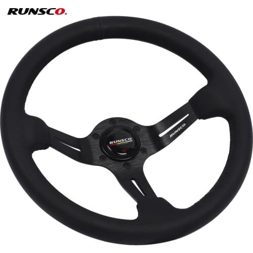 13.5Inch/345mm Racing Steering Wheel Real Leather JDM Style Drift Pc Game Deep 85mm Steering wheel