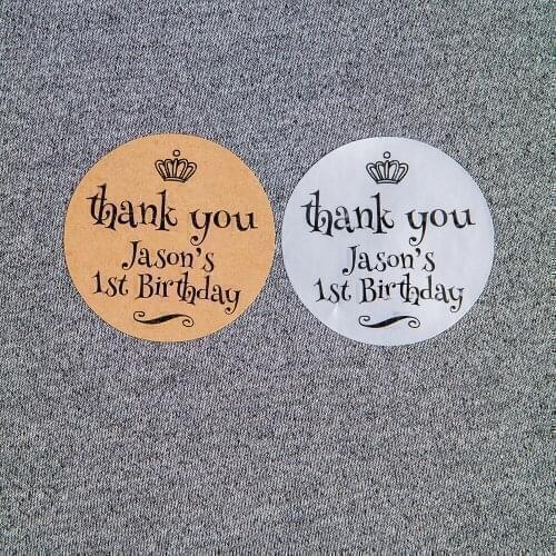 #43BGJ-40mm diameter round sticker, matte silver, kraft paper, matte white sticker,Birthday stickers, thank you labels