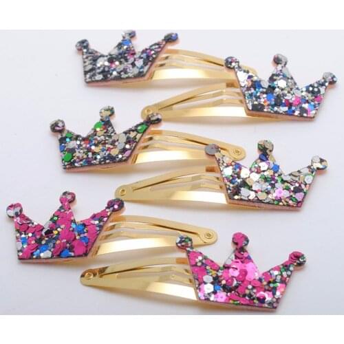 6 Pieces/ lot New Corea Design Girls Hair Clips Kids Glitter Hairpins Star Heart Mickey Ears Crown Gold Plated Hair Barrette