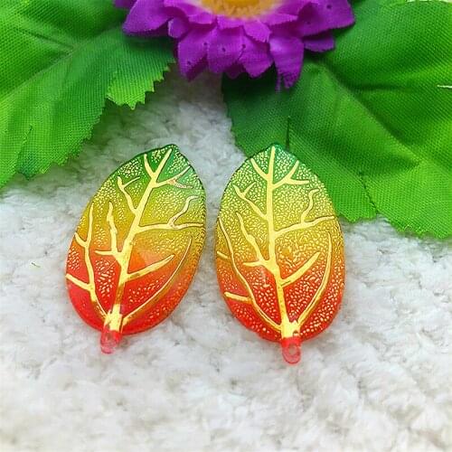 6pcs Mix21mm*40mm AB Resin Leaves Rhinestone Flatback Wedding DIY