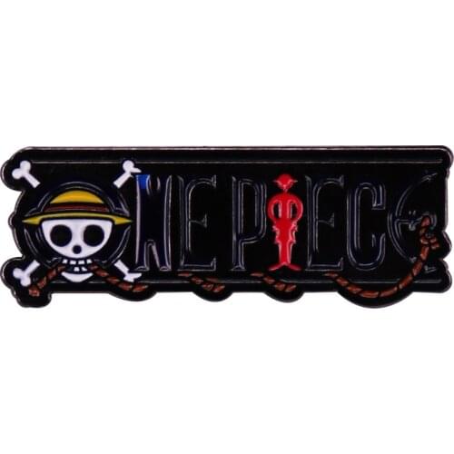 Anime Lovers Accessories One Piece Letters Straw Hat Skull Logo Cartoon Enamel Metal Bag Clothes Coats Lapel Badge Brooch Pin