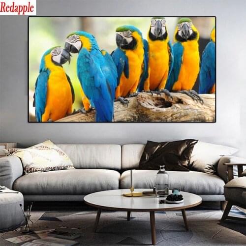 Diamond Embroidery Modern animal art, colorful parrots, birds Picture Of Diamond Painting Full Square round drill Mosaic puzzle