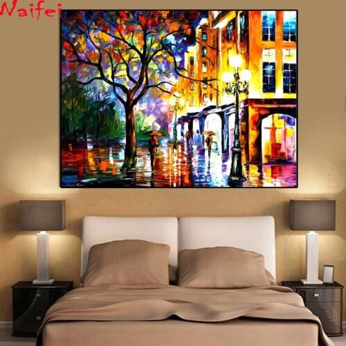 Diy Diamond Painting Landscape full square/round Colorful Painting Street Tree diamond embroidery Wall Picture for Home Decor