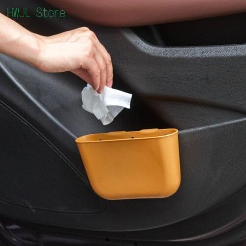 Car Sundries Storage Box Case Basket Door Seat Back Hanging Organizer Mini Trash Garbage Can Mobile Phone Glasses Holder Plastic