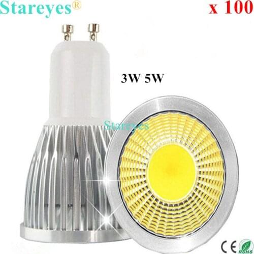 Free shipping 100 pcs Dimmable 5W 3W GU10 E27 MR16 B22 E14 GU5.3 LED COB Spotlight Downlight droplight Light lamp Bulb Lighting