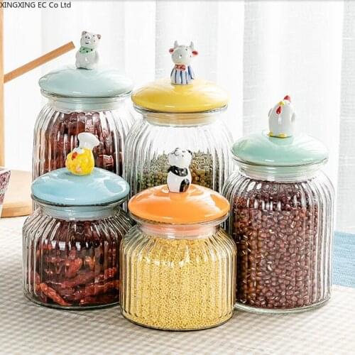 Large-capacity Glass Bottle Airtight Jar Food Grade Storage Jar Ceramic Snack Jar Barbecue Seasoning Jar Household Storage Jar