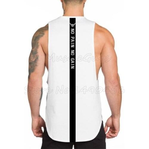 Brand bodybuilding stringer clothing gyms tank top men fitness singlet NO PAIN NO GAIN printed back cotton Vest muscle shirt