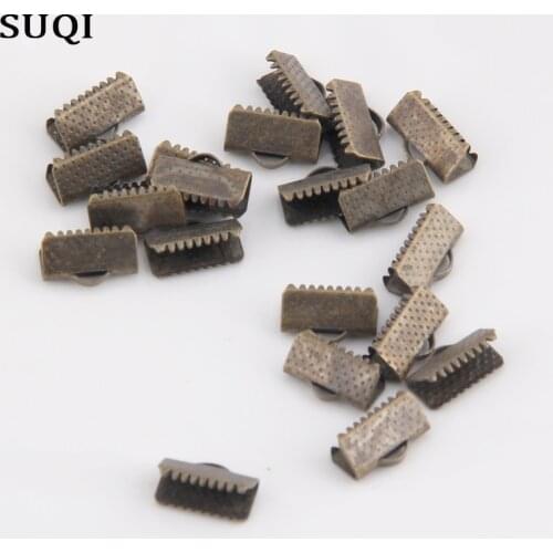 20Pcs bronze Ribbon Crimp End Caps of Necklace Clip Cord Foldover Bracelet Connectors Finding jewelry clips Accessories diy