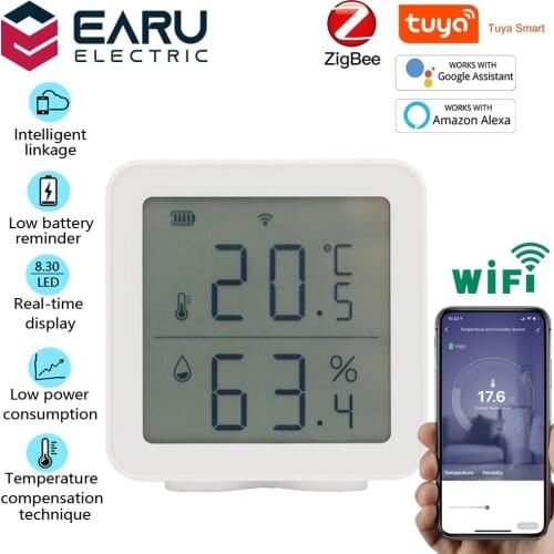 Tuya Smart Life WiFi Temperature and Humidity Detector Indoor Digital LCD Hygrometer Thermometer Support Alexa Google Home